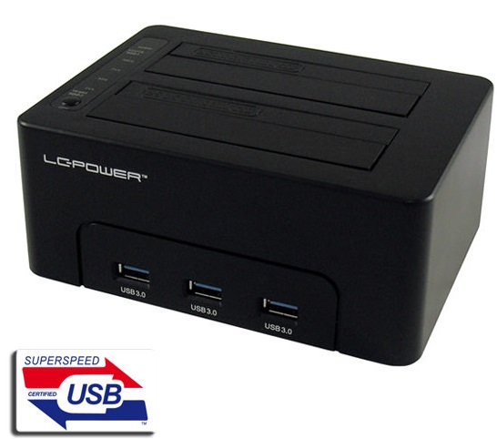 LC-DOCK-U3-HUB USB3.0 2x HDD/SSD + 3x USB3.0 HUB Black