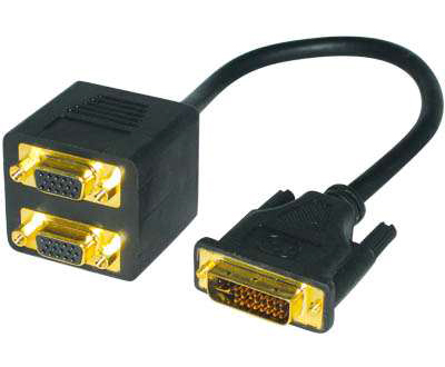 Computer Cable Adapters on Adapter Cable 563 Video Adapter Splitter  Dvi I 24 5  Male To 2x Vga