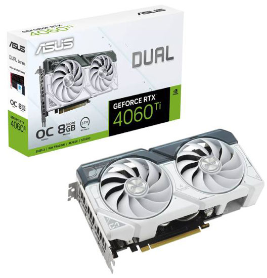 ASUS nVidia GeForce RTX 4060 Ti 8GB 128bit DUAL-RTX4060TI-O8G-WHITE