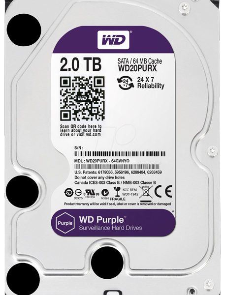 WD 2TB WD20PURX PURPLE, 3.5in, 64 MB, 5.400 rpm