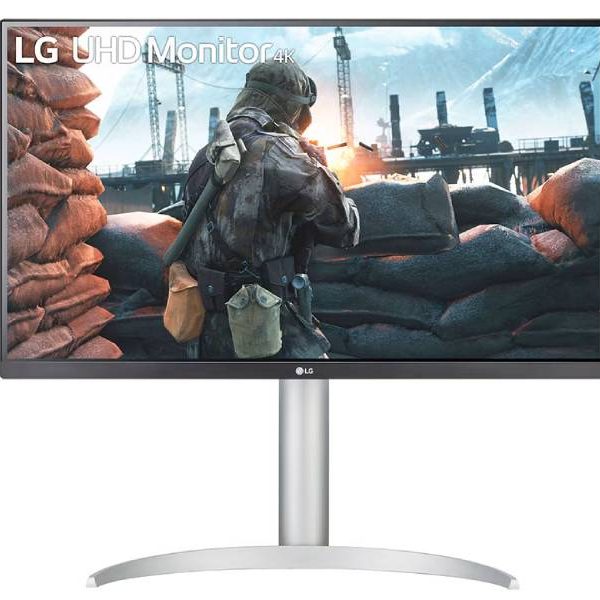 LG 27in monitor 27UP650P-W  IPS 4K UHD 3840x2160 60Hz 5ms 2 HDMI, 1 DP 1.4, Tilt, Height, Black/Silver, 3yw