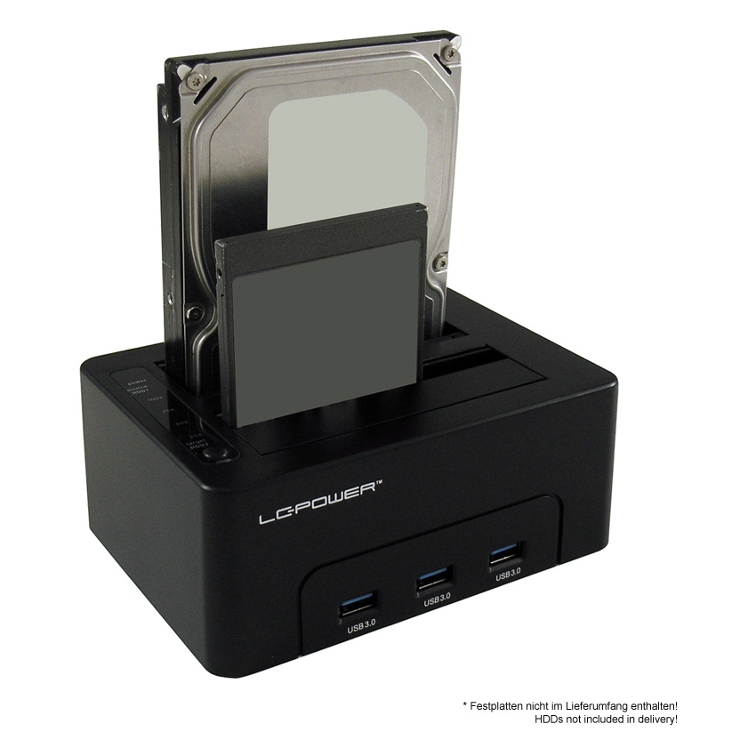 Hdd docking station LC POWER LC-DOCK-U3-HUB - USB3.0 2x HDD/SSD + 3x USB3.0 HUB Black - Slika 2