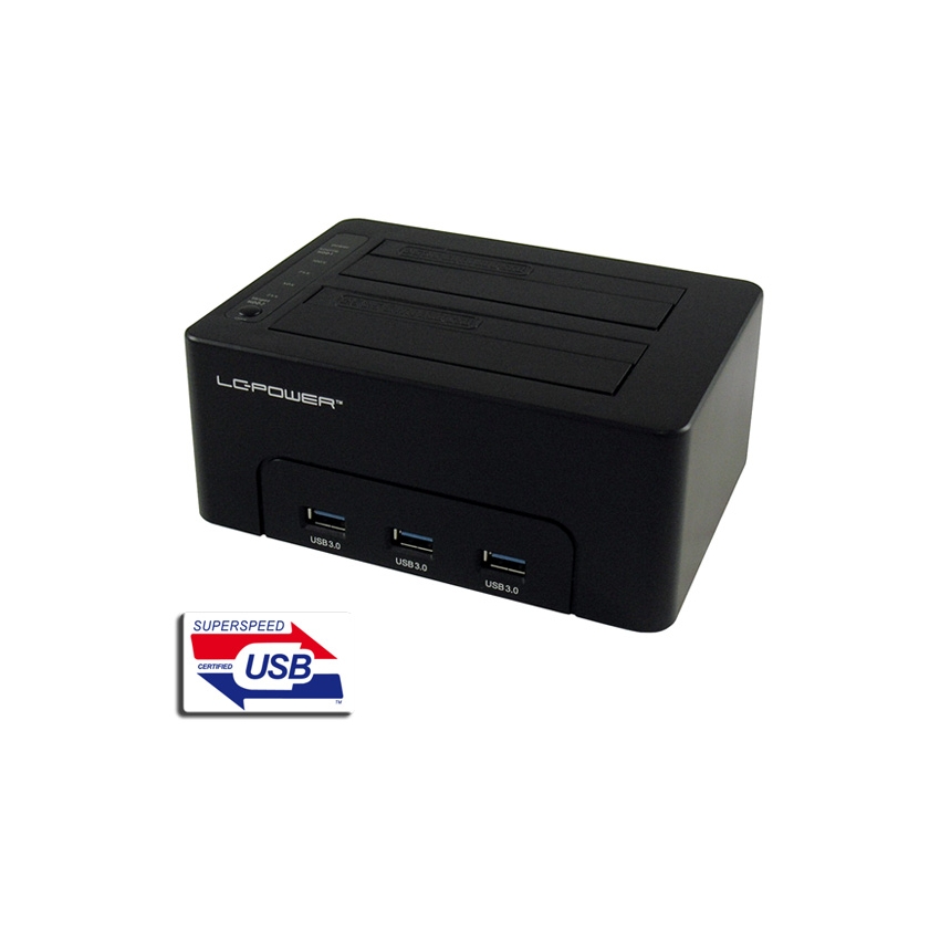 Hdd docking station LC POWER LC-DOCK-U3-HUB - USB3.0 2x HDD/SSD + 3x USB3.0 HUB Black - Slika 3