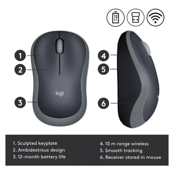 Alternative view of LOGITECH M185 Wireless Swift Grey
