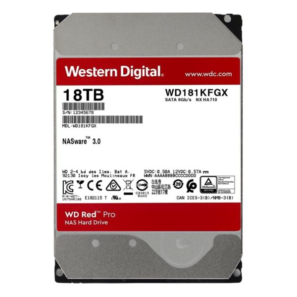 Alternative view of WD 18TB WD181KFGX RED Pro NAS 7200 RPM 512MB