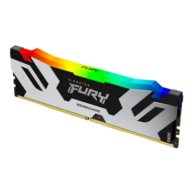Alternative view of KINGSTON DDR5 48GB KF588CU42RSAK2-48  (2x24GB) 8800MT/s [FURY RENEGADE RGB], Non-ECC CUDIMM (Clocked), CL42 1.4V, 288-pin 1Rx8, Silver/Black, Memory Kit, w/RGB Heatsink, XMP