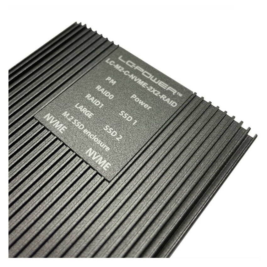 Enclosure for two NVME M.2 LC Power LC-M2-C-NVME-2x2-RAID USB-C with Raid-Funktion, 22x80/60/42/30, USB 3.2 Gen. 2x2, black - Slika 6