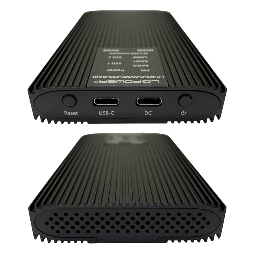 Enclosure for two NVME M.2 LC Power LC-M2-C-NVME-2x2-RAID USB-C with Raid-Funktion, 22x80/60/42/30, USB 3.2 Gen. 2x2, black - Slika 8