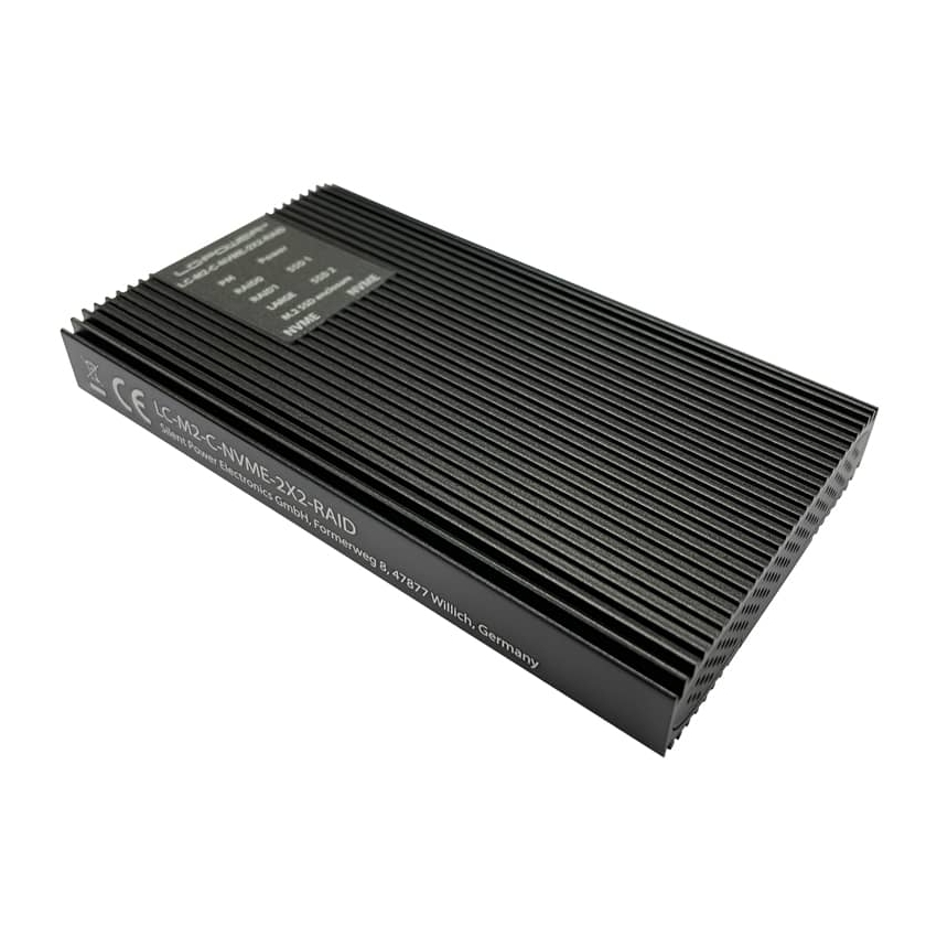 Enclosure for two NVME M.2 LC Power LC-M2-C-NVME-2x2-RAID USB-C with Raid-Funktion, 22x80/60/42/30, USB 3.2 Gen. 2x2, black - Slika 10