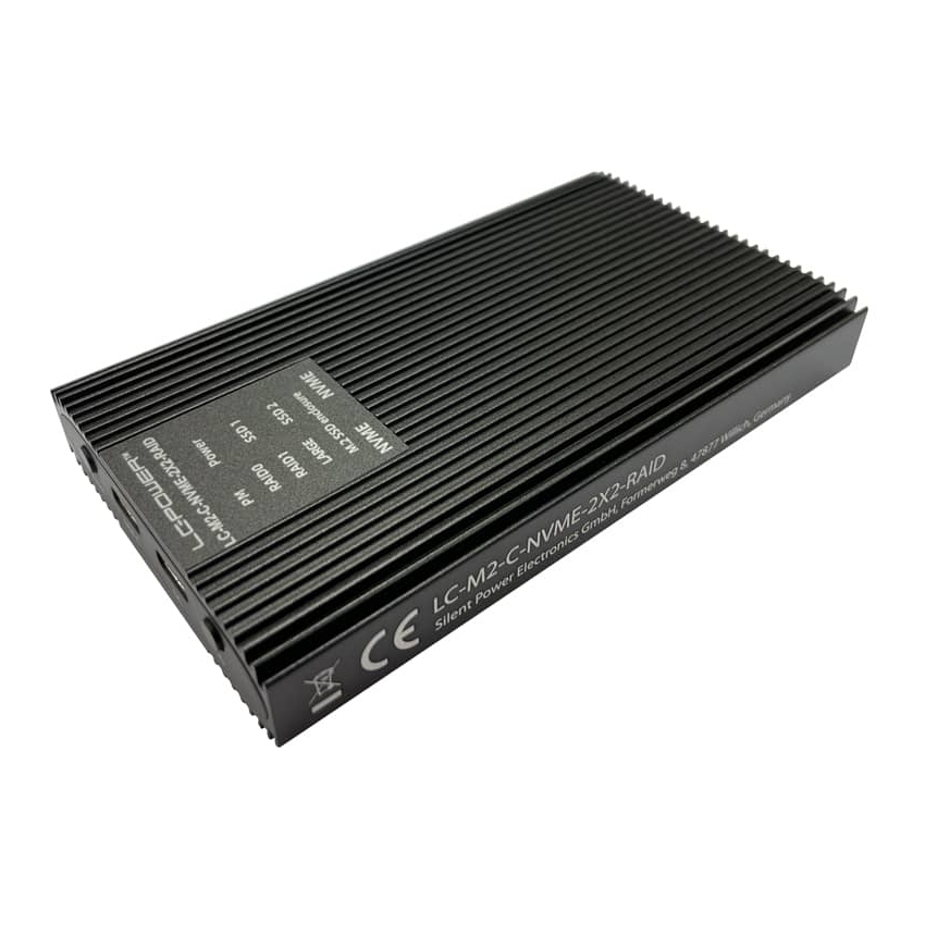 Enclosure for two NVME M.2 LC Power LC-M2-C-NVME-2x2-RAID USB-C with Raid-Funktion, 22x80/60/42/30, USB 3.2 Gen. 2x2, black - Slika 11
