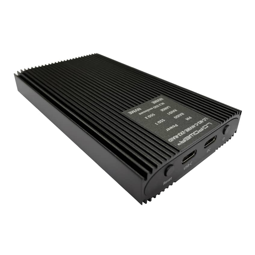 Enclosure for two NVME M.2 LC Power LC-M2-C-NVME-2x2-RAID USB-C with Raid-Funktion, 22x80/60/42/30, USB 3.2 Gen. 2x2, black