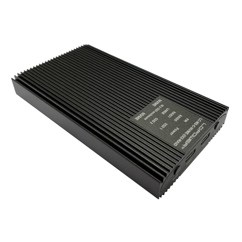 Enclosure for two NVME M.2 LC Power LC-M2-C-NVME-2x2-RAID USB-C with Raid-Funktion, 22x80/60/42/30, USB 3.2 Gen. 2x2, black - Slika 4