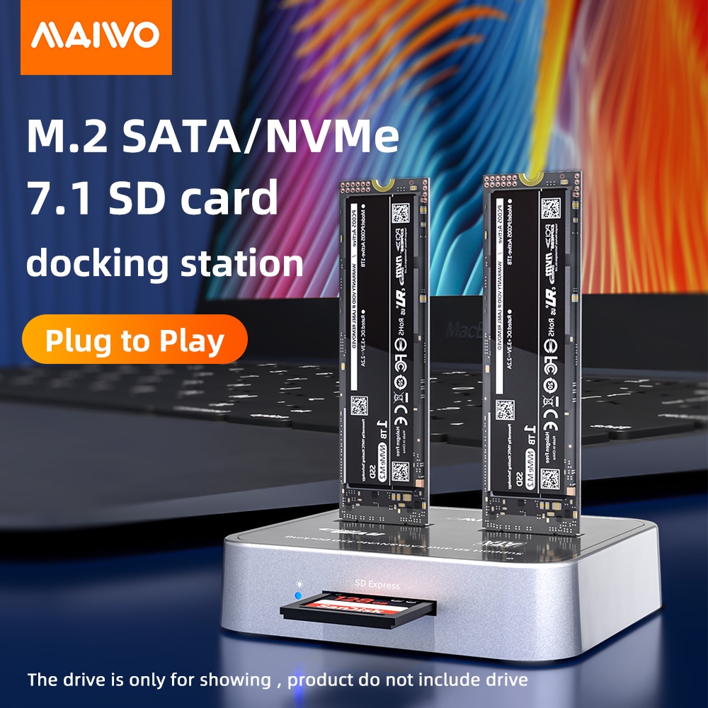 MAIWO Docking station USB 3.2 tip C na 2 x M.2 SATA & PCIe NvMe K3016SD - Slika 7