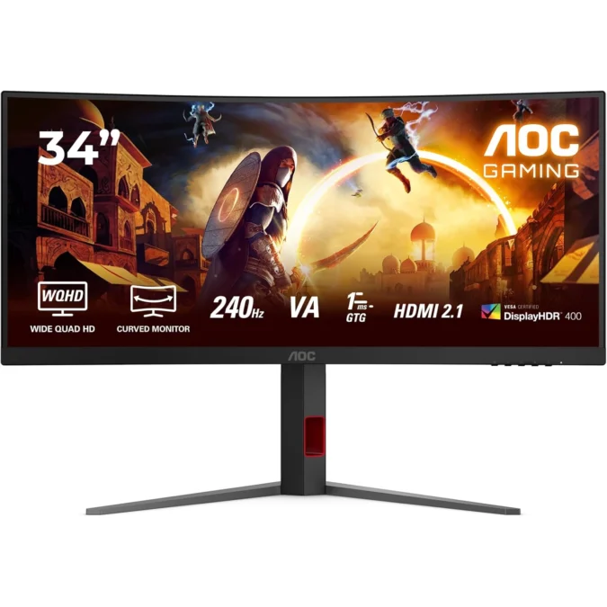 AOC CU34G4Z 34in Curved Gaming Monitor | WQHD 3440x1440 | Fast VA 240Hz | 1ms | AMD FreeSync Premium