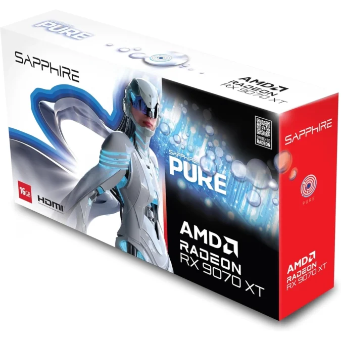 Alternative view of SAPPHIRE Radeon RX 9070 XT PURE 16GB 2x HDMI/2x DP 11348-02-20G