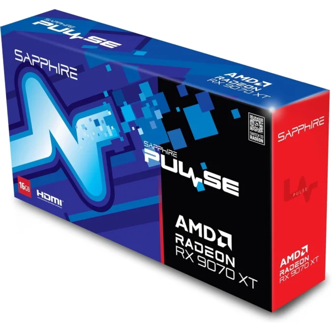 Alternative view of SAPPHIRE Radeon RX 9070 XT Pulse 16GB 2x HDMI/2x DP 11348-03-20G