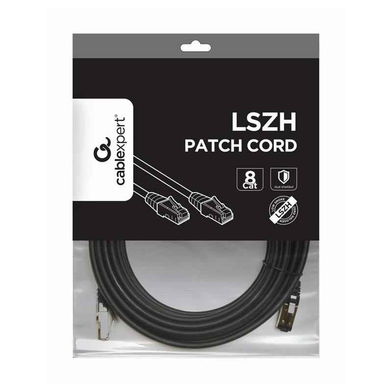 Mrezni kabl Gembird PP8-LSZHCU-BK-10M S/FTP Cat.8 LSZH patch cord, black 10m - Slika 2