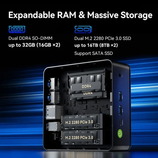 Mini PC GMKTec NucBox G11 W11Pro Ryzen 5 Embedded R2514 4C 8T, 16GB DDR4 512GB M.2 ,2xHDMI 4K,2xUSB-A 3.2  61601 - Slika 7